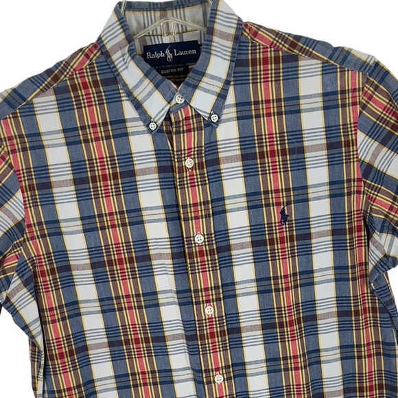 Ralph Lauren Indian Cotton Shirt Madras Check Pony Logo Plaid Button Up Mens - Picture 1 of 9